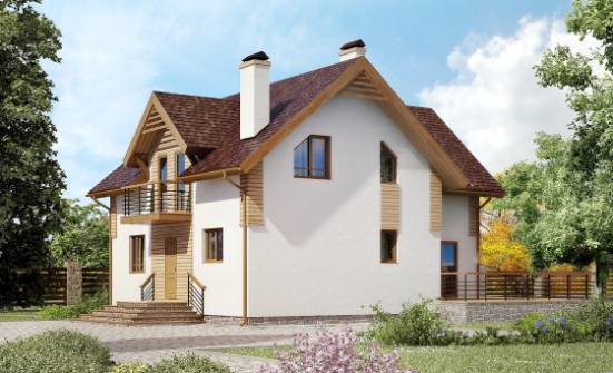 150-009-П  Проект двухэтажного дома с мансардой, скромный домик из арболита Черкесск | Проекты домов от House Expert