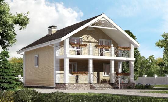 150-007-Л Проект двухэтажного дома с мансардой, компактный загородный дом из теплоблока Карачаевск | Проекты домов от House Expert