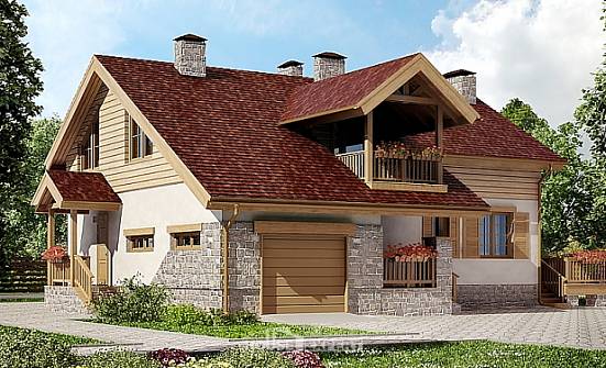 165-002-П Проект двухэтажного дома мансардой, гараж, доступный коттедж из твинблока Карачаевск | Проекты домов от House Expert