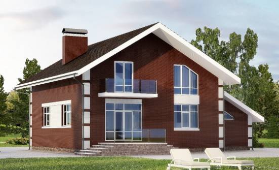 180-001-Л Проект двухэтажного дома с мансардным этажом и гаражом, простой домик из поризованных блоков Карачаевск | Проекты домов от House Expert