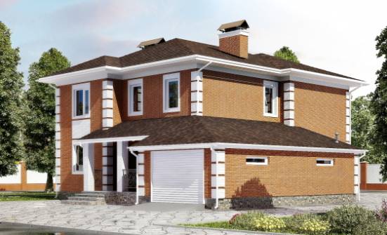 220-004-Л Проект двухэтажного дома и гаражом, классический домик из кирпича Карачаевск | Проекты домов от House Expert