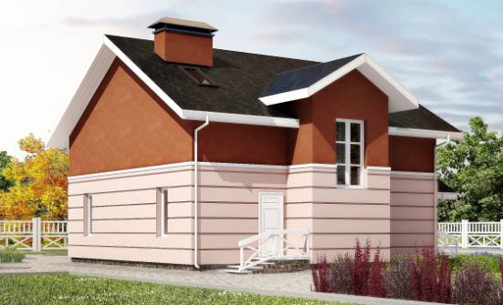 155-009-Л Проект двухэтажного дома с мансардой, простой коттедж из теплоблока Карачаевск | Проекты домов от House Expert