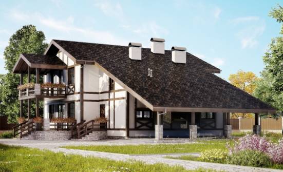 250-002-Л Проект двухэтажного дома мансардный этаж и гаражом, классический домик из кирпича Черкесск | Проекты домов от House Expert