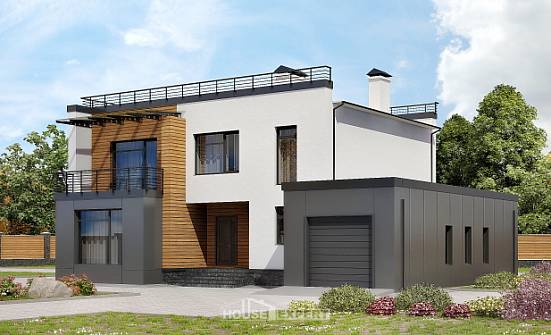 260-002-П Проект двухэтажного дома, гараж, огромный дом из газобетона Карачаевск | Проекты домов от House Expert