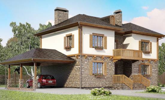 155-006-Л Проект двухэтажного дома и гаражом, небольшой коттедж из керамзитобетонных блоков Карачаевск | Проекты домов от House Expert