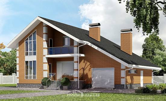 190-006-П Проект двухэтажного дома мансардой, гараж, красивый загородный дом из теплоблока Карачаевск | Проекты домов от House Expert