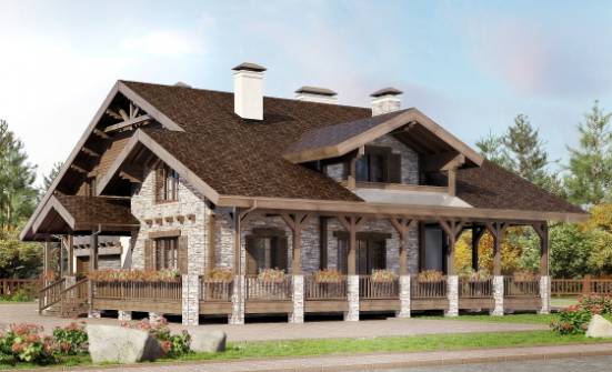 340-003-П Проект двухэтажного дома мансардный этаж и гаражом, красивый дом из кирпича Карачаевск | Проекты домов от House Expert