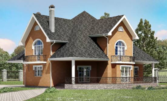 310-001-П Проект двухэтажного дома с мансардным этажом, уютный загородный дом из блока Черкесск | Проекты домов от House Expert