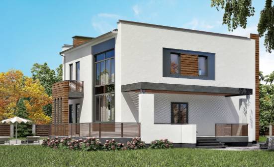 220-003-П Проект двухэтажного дома и гаражом, современный дом из твинблока Черкесск | Проекты домов от House Expert