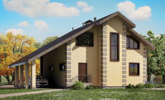150-003-П Проект двухэтажного дома мансардный этаж, гараж, доступный дом из твинблока Черкесск | Проекты домов от House Expert