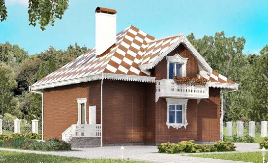 155-003-Л Проект двухэтажного дома мансардой, гараж, скромный дом из бризолита Карачаевск | Проекты домов от House Expert
