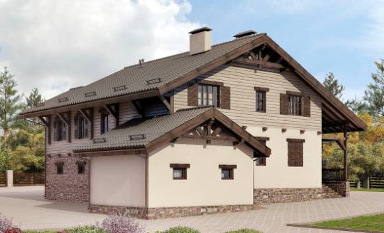 255-002-П Проект двухэтажного дома с мансардным этажом, гараж, классический загородный дом из бризолита Карачаевск | Проекты домов от House Expert