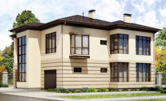 300-006-П Проект двухэтажного дома и гаражом, большой коттедж из кирпича Карачаевск | Проекты домов от House Expert