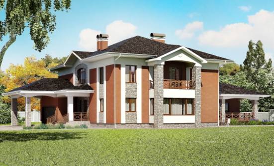 400-002-Л Проект двухэтажного дома и гаражом, современный дом из кирпича Черкесск | Проекты домов от House Expert