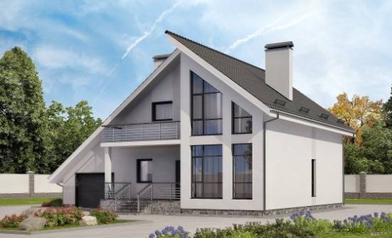 200-007-Л Проект двухэтажного дома с мансардой, гараж, современный коттедж из теплоблока Черкесск | Проекты домов от House Expert