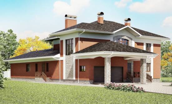 400-002-Л Проект двухэтажного дома и гаражом, современный дом из кирпича Черкесск | Проекты домов от House Expert