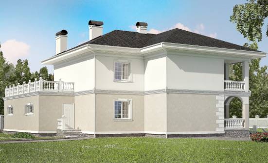 340-002-П Проект двухэтажного дома и гаражом, современный загородный дом из кирпича Карачаевск | Проекты домов от House Expert