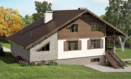 300-003-П Проект трехэтажного дома мансардой и гаражом, современный дом из кирпича Черкесск | Проекты домов от House Expert