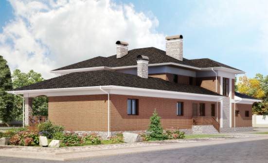520-002-Л Проект трехэтажного дома и гаражом, современный загородный дом из теплоблока Черкесск | Проекты домов от House Expert