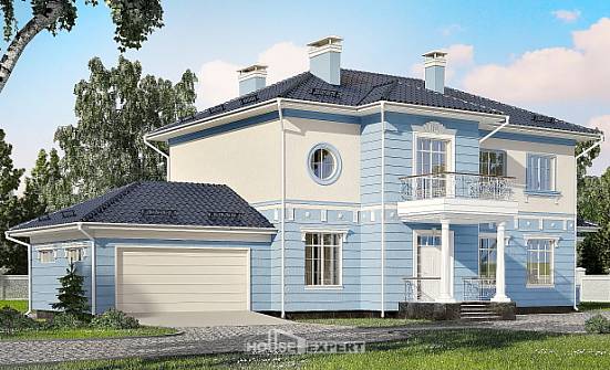 285-003-Л Проект двухэтажного дома и гаражом, красивый коттедж из кирпича Черкесск | Проекты домов от House Expert