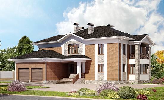 520-002-Л Проект трехэтажного дома и гаражом, современный загородный дом из теплоблока Черкесск | Проекты домов от House Expert