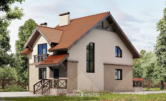 120-003-Л Проект двухэтажного дома мансардой, недорогой загородный дом из арболита Карачаевск | Проекты домов от House Expert