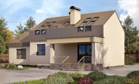 150-015-Л Проект двухэтажного дома с мансардой, гараж, простой дом из твинблока Черкесск | Проекты домов от House Expert