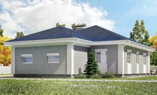 130-002-П Проект одноэтажного дома, гараж, простой загородный дом из арболита Черкесск | Проекты домов от House Expert