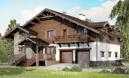 440-001-П Проект трехэтажного дома с мансардным этажом и гаражом, большой дом из кирпича Черкесск | Проекты домов от House Expert