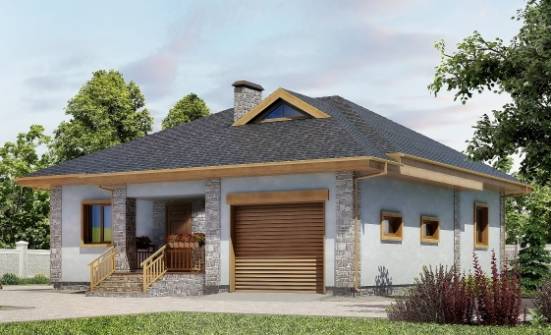 130-006-П Проект одноэтажного дома и гаражом, экономичный домик из газобетона Карачаевск | Проекты домов от House Expert