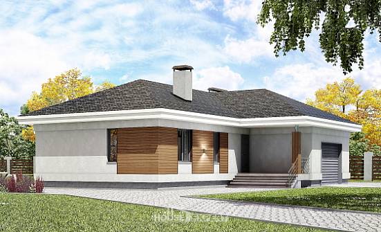 165-001-П Проект одноэтажного дома, гараж, современный домик из пеноблока Карачаевск | Проекты домов от House Expert