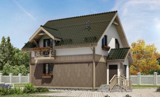 105-001-Л Проект двухэтажного дома мансардный этаж, компактный дом из керамзитобетонных блоков Черкесск | Проекты домов от House Expert