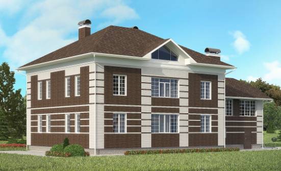 505-002-Л Проект трехэтажного дома и гаражом, классический коттедж из кирпича Черкесск | Проекты домов от House Expert