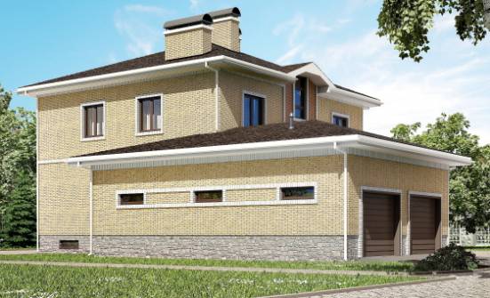 350-002-Л Проект трехэтажного дома и гаражом, огромный загородный дом из кирпича Черкесск | Проекты домов от House Expert