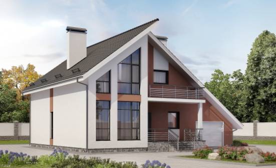 200-007-П Проект двухэтажного дома мансардой, гараж, классический коттедж из газобетона Карачаевск | Проекты домов от House Expert