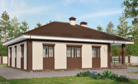 160-015-П Проект одноэтажного дома, гараж, бюджетный домик из блока Черкесск | Проекты домов от House Expert