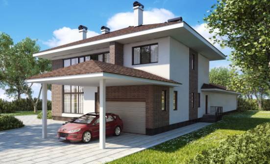 340-001-П Проект двухэтажного дома, гараж, большой загородный дом из кирпича Карачаевск | Проекты домов от House Expert