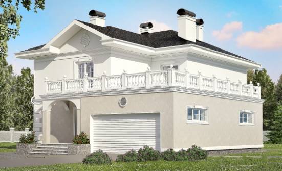 340-002-П Проект двухэтажного дома и гаражом, современный загородный дом из кирпича Карачаевск | Проекты домов от House Expert