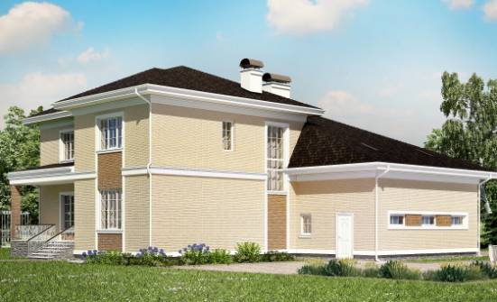 335-001-Л Проект двухэтажного дома и гаражом, красивый коттедж из кирпича Черкесск | Проекты домов от House Expert