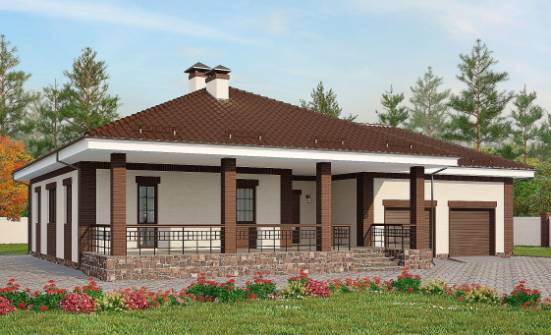 160-015-П Проект одноэтажного дома, гараж, бюджетный домик из блока Черкесск | Проекты одноэтажных домов от House Expert