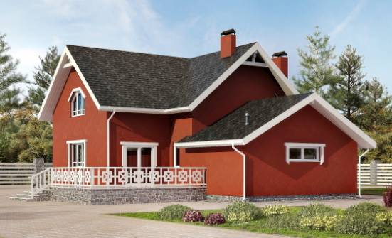 180-013-Л Проект двухэтажного дома мансардой и гаражом, небольшой загородный дом из блока Черкесск | Проекты домов от House Expert