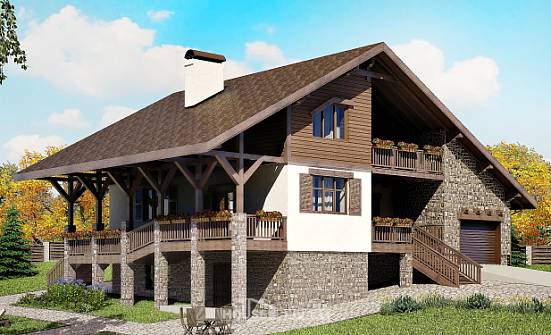 300-003-П Проект трехэтажного дома мансардой и гаражом, современный дом из кирпича Черкесск | Проекты домов от House Expert