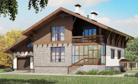 420-001-П Проект трехэтажного дома мансардой, гараж, огромный домик из кирпича Черкесск | Проекты домов от House Expert