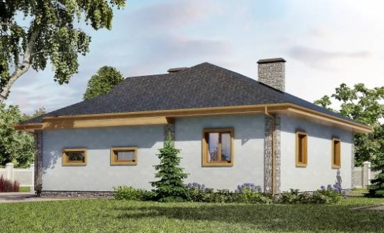 130-006-П Проект одноэтажного дома и гаражом, экономичный домик из газобетона Карачаевск | Проекты домов от House Expert