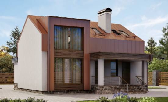 120-004-Л Проект двухэтажного дома с мансардным этажом, простой коттедж из блока Карачаевск | Проекты домов от House Expert