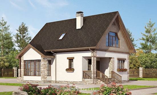 140-002-Л Проект двухэтажного дома мансардный этаж, классический домик из теплоблока Черкесск | Проекты домов от House Expert