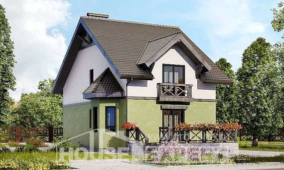 120-003-П Проект двухэтажного дома мансардный этаж, бюджетный загородный дом из твинблока, Карачаевск