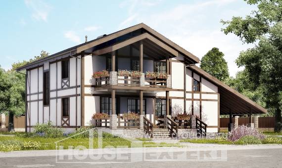 250-002-Л Проект двухэтажного дома мансардный этаж и гаражом, средний загородный дом из кирпича Черкесск, House Expert