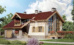 165-002-П Проект двухэтажного дома мансардой и гаражом, недорогой коттедж из теплоблока Черкесск, House Expert