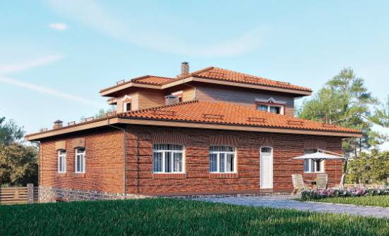 380-002-Л Проект трехэтажного дома и гаражом, большой домик из кирпича Черкесск | Проекты домов от House Expert